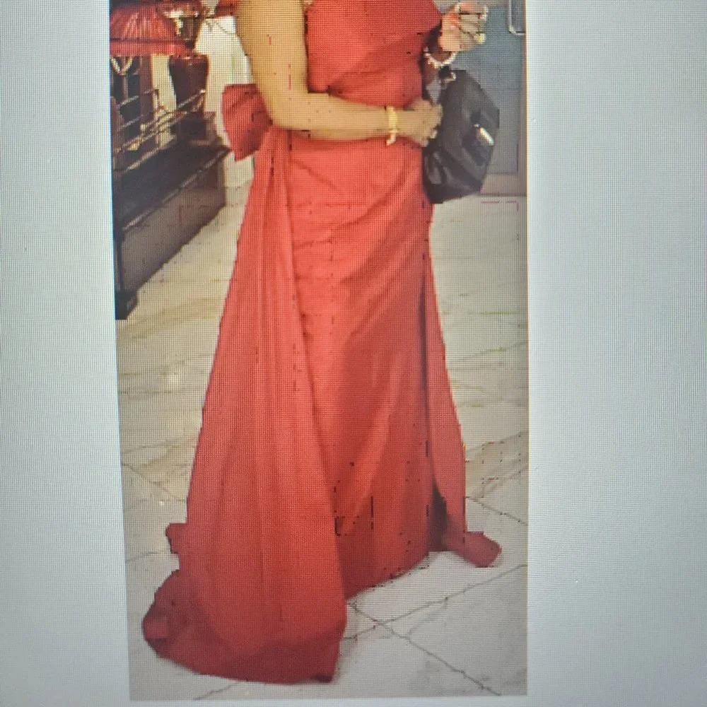 Taffeta Mermaid Evening Dress w/ Overskirt Strapless Long mermaid Dubai Gown - Picture 3 of 11